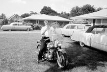 Elvis Presley with his 1956 Harley KH by Phillip Harrington