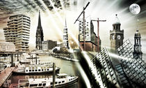 Hamburg Skyline Collage  von Städtecollagen Lehmann