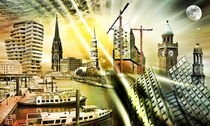 Hamburg Skyline Collage 02 von Städtecollagen Lehmann