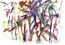 Windbreak In The Tulip Field With Iris an A Strawberry von Wolfgang Schmidt
