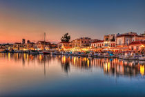 The port in Aegina after sunset, Greece by Constantinos Iliopoulos