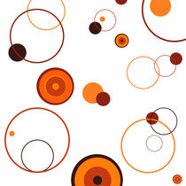 Orange Retrostil Kreise auf weißem Grund von Christine Bässler