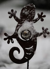 Echsen-Deko im Schnee von Simone Marsig