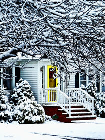 House With Yellow Door in Winter by Susan Savad
