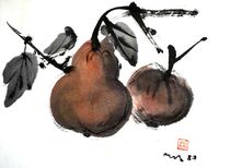 Pears - Sumi-e by Marianne Marx-Bleil