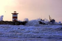 Storm at Scheveningen in the Netherlands at twilight by nilaya