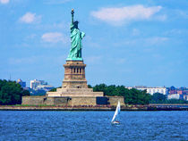 Manhattan - Sailboat By Statue Of Liberty by Susan Savad