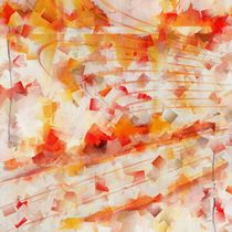 Kubismus abstrakt orange und rot Version 1 von Christine Bässler