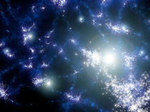 Population III stars clustered together. by Stocktrek Images