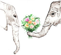 Family elephants, watercolor elephants, gray elephant  von Luba Ost