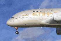 Etihad Airlines Airbus A380 Art by David Pyatt