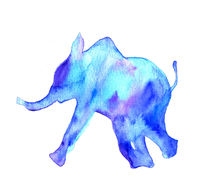 Blue elephant, watercolor elephant by Luba Ost