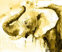 Elephant, golden elephant, watercolor, nature, animal by Luba Ost