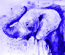 Blue elephant, watercolor, nature, animals  von Luba Ost