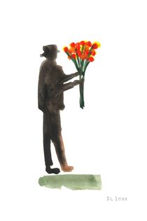 Mann mit Blumenstraß by Doris Lasar