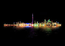 Toronto Skyline At Night From Centre Island Reflection by Brian Carson