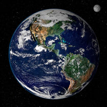 Full Earth showing North and South America. by Stocktrek Images