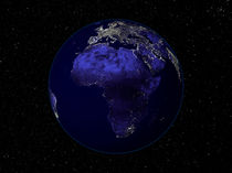 Full Earth at night showing Africa and Europe. by Stocktrek Images