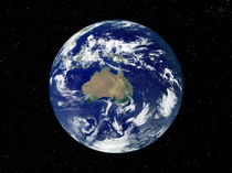 Fully lit Earth centered on Australia and Oceania. von Stocktrek Images