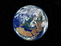 Fully lit Earth centered on Europe. by Stocktrek Images