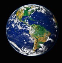 Full Earth showing the western hemisphere. by Stocktrek Images