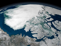 Arctic sea ice above North America von Stocktrek Images