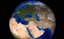 Earth showing the Middle East. by Stocktrek Images