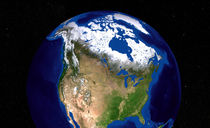 Earth showing the USA, Canada and Greenland. by Stocktrek Images