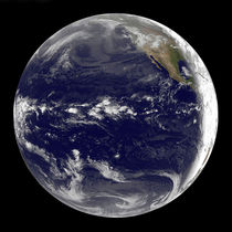 Earth centered over the Pacific Ocean.  by Stocktrek Images