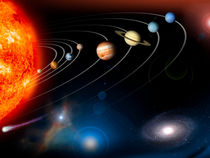 Digitally generated image of our solar system. von Stocktrek Images
