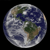 Full Earth with Hurricane Irene visible. by Stocktrek Images