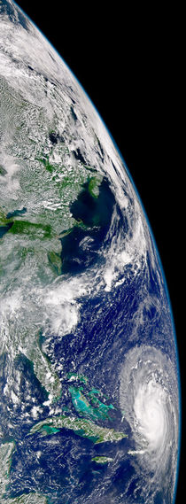 Hurricane Frances on a partial view of Earth. by Stocktrek Images