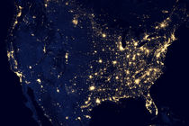 City lights of the United States at night. by Stocktrek Images