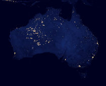 View showing the night lights of Australia. by Stocktrek Images