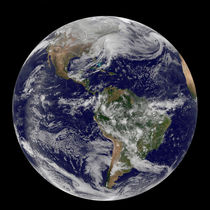 Full Earth showing a powerful winter storm. by Stocktrek Images