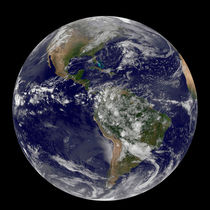 Satellite view of the Americas on Earth Day. by Stocktrek Images