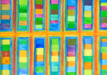 Striped Color Fields in Orange Grid  by Heidi  Capitaine