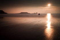 Sunset and wet sand at Worms Head by Leighton Collins