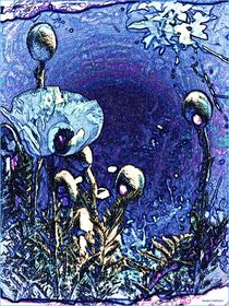 Poppies Surreal in Blue by Sandra  Vollmann