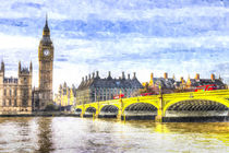 Westminster Bridge and Big Ben Art von David Pyatt