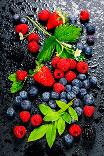 Fresh Berries on Dark  Background. von Natalia Klenova