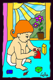 Kleines Kind mit Bauklötzchen von lela