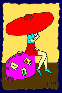 Frau mit Hut und Koffer by lela