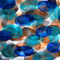 Blue Gray Orange Ovals by Heidi  Capitaine