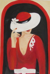 Frau mit weißem Hut  von markgraefe