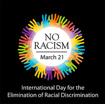 No racism graphic with colorful hands  by Shawlin I