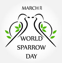 Two sparrows on twig- World sparrow day March 20  by Shawlin I