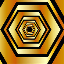 Metallic hexagonal illusion in gold colors forming perspective  von Shawlin I