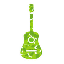 Guitar with green leaves by Shawlin I