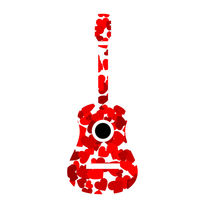 Guitar with red hearts  by Shawlin I